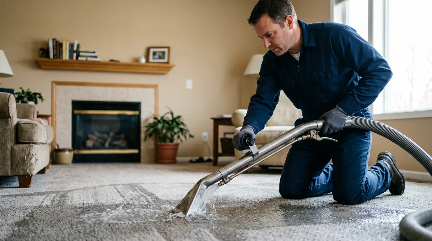 Water damage restoration technician working near Troy, MI